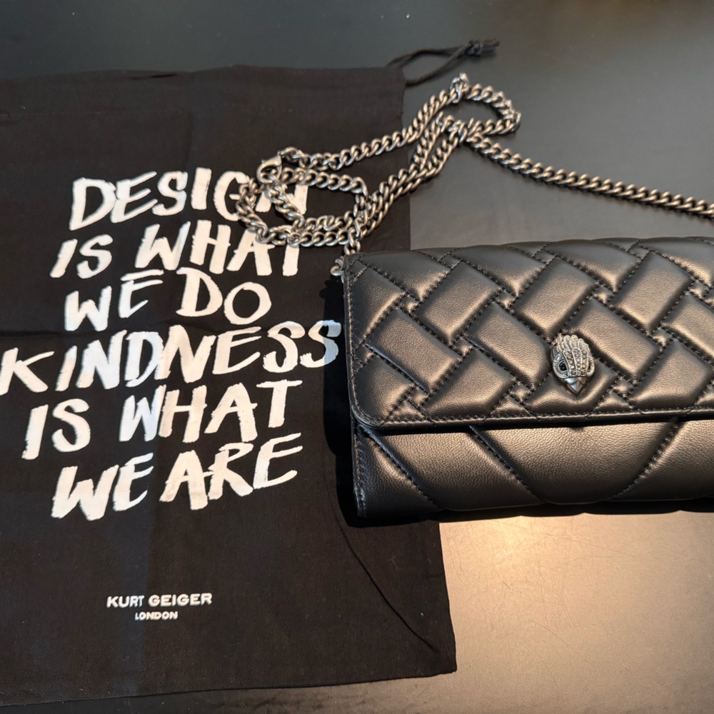 Kurt Geiger Kensington Quilted Leather Wallet on Chain